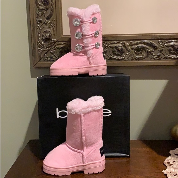 Bebe Toddler Girls Pink Rhinestone slip on boots - Picture 5 of 8
